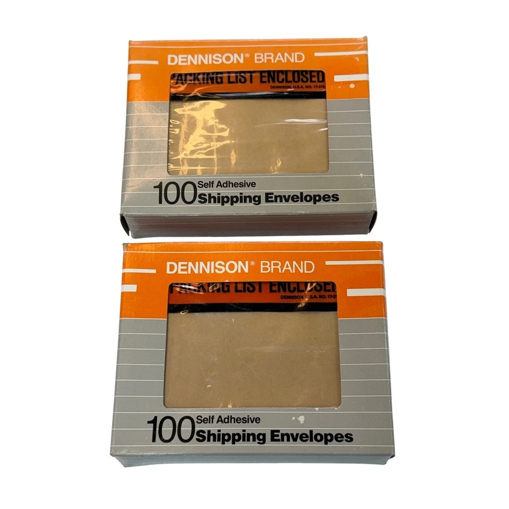 VTG Dennison Packing List Enclosed Poly Shipping Envelopes Orange 100ct x 2